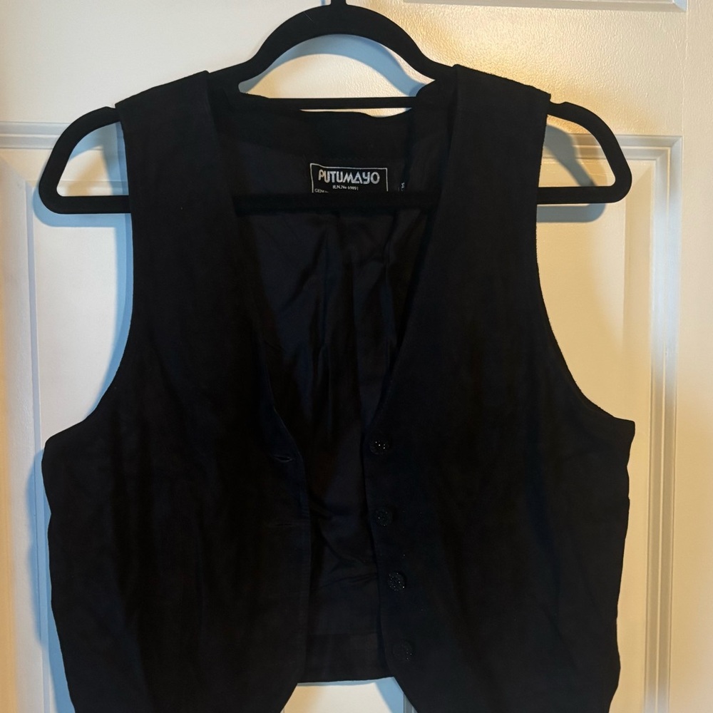 Black Button-Up Suede Vest